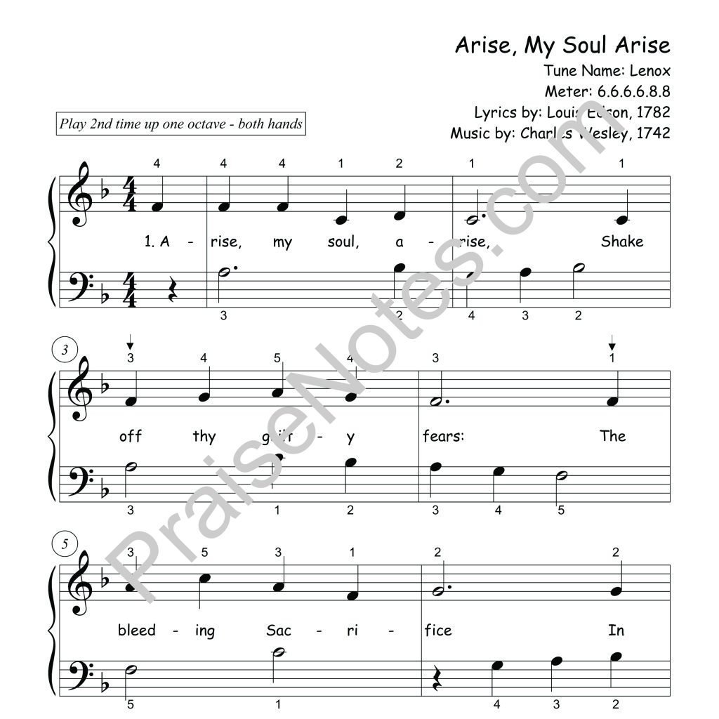 Arise My Soul Arise - Beginner, Easter - PraiseNotes