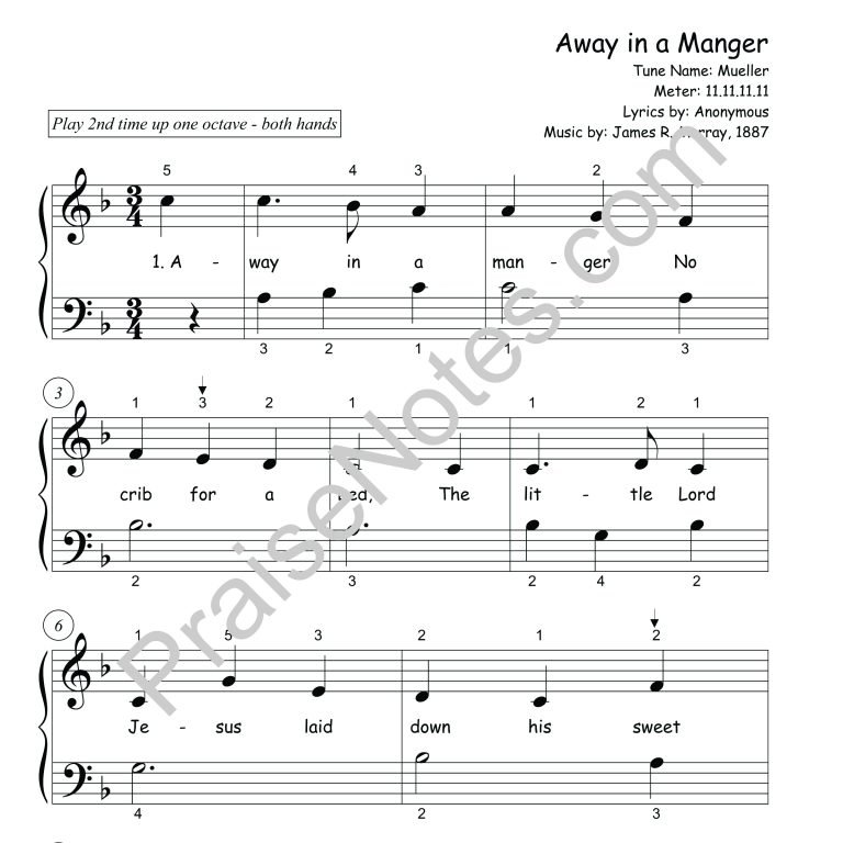 Away In A Manger - Beginner, Christmas - PraiseNotes