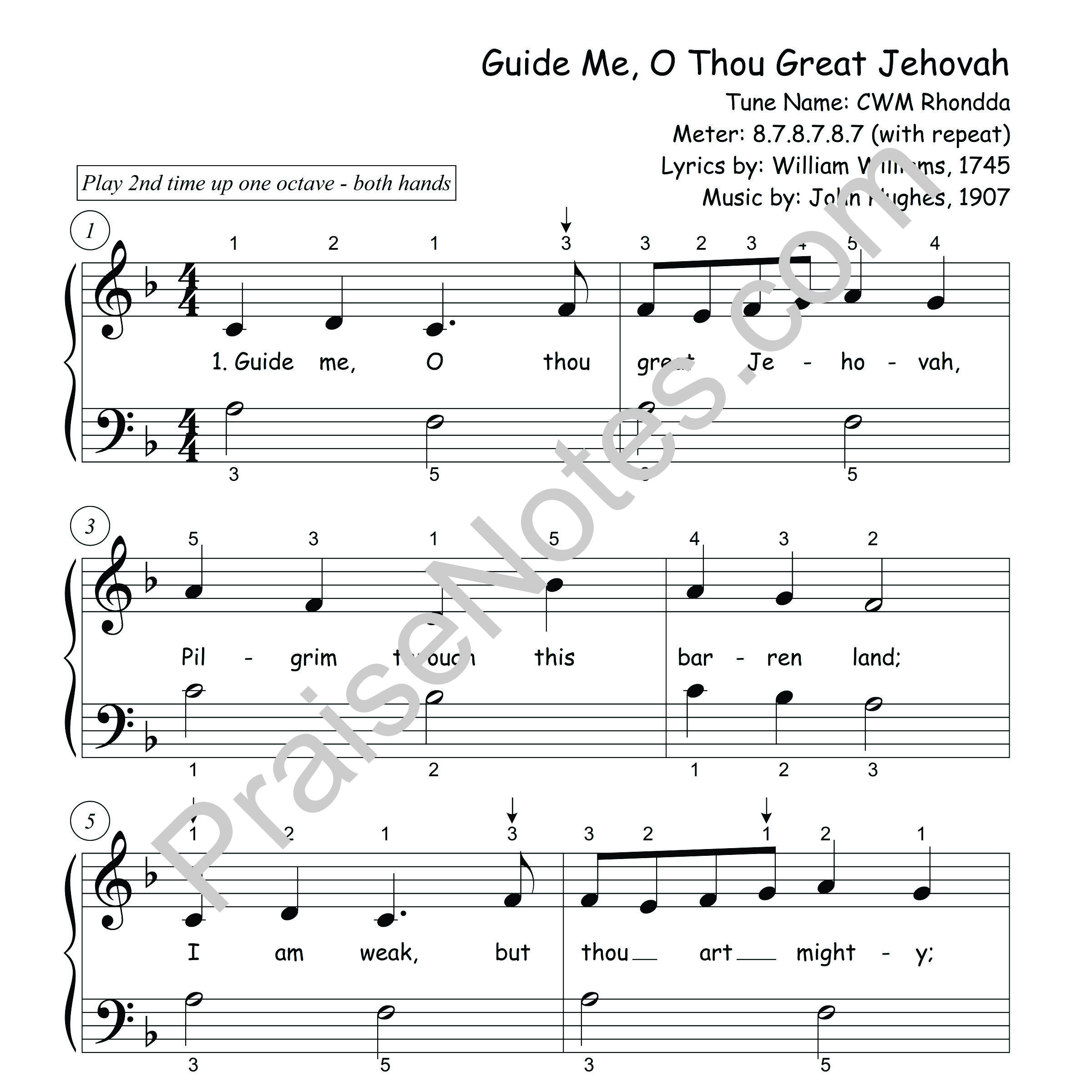Guide Me, O Thou Great Jehovah - Beginner - PraiseNotes