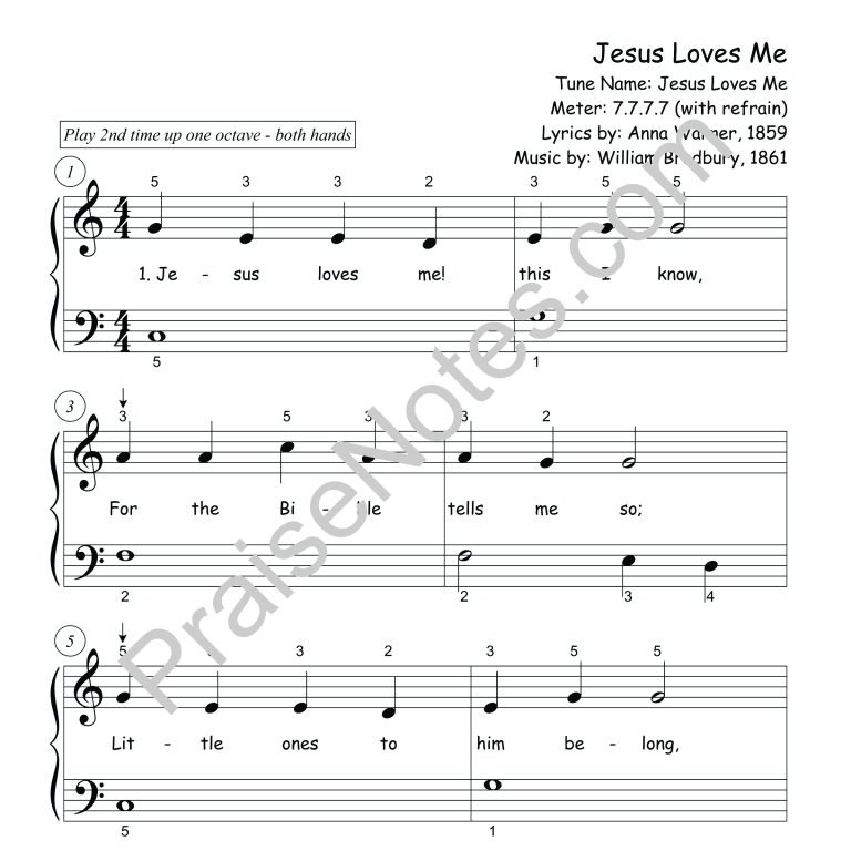 Jesus Loves Me - Beginner - PraiseNotes