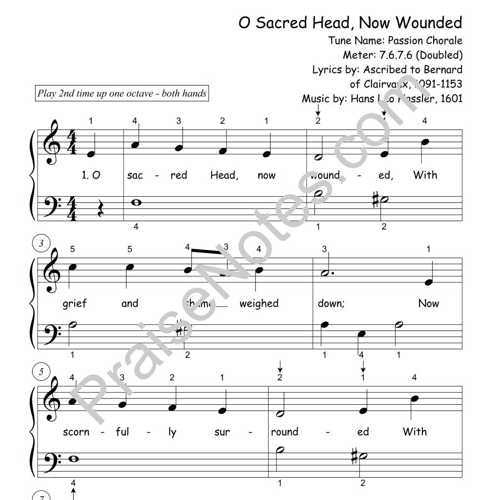 O Sacred Head Now Wounded - Beginner, Easter - PraiseNotes