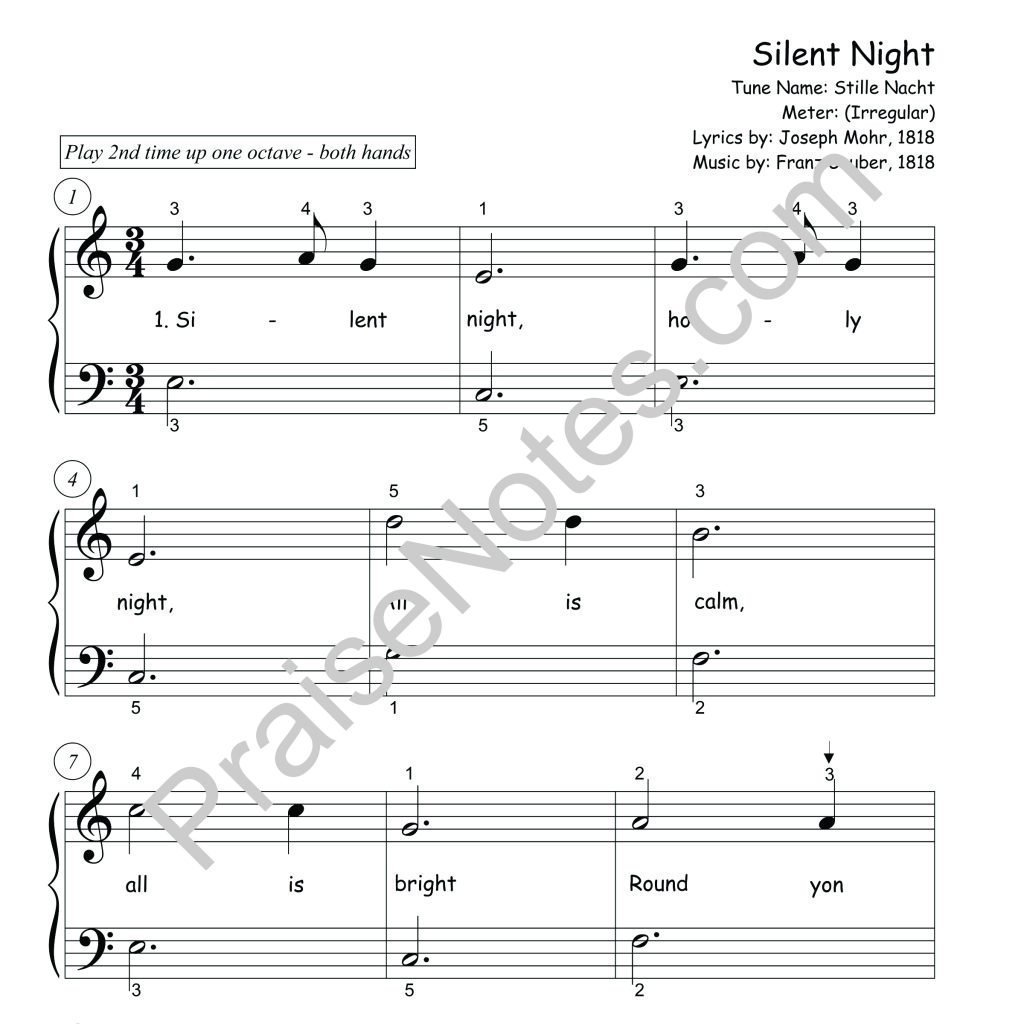 Silent Night - Beginner, Christmas - PraiseNotes